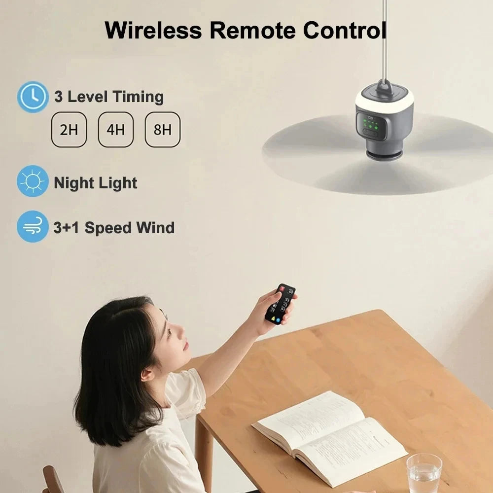 12000Mah Camping Ceiling Fan Portable Outdoor Tent Air Circulator Cooling Fan with High Capacity