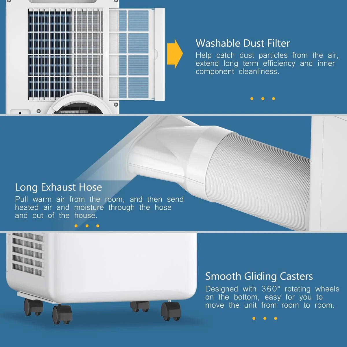 9000BTU Portable Air Conditioner, 3-In-1 Floor AC Unit W/Dehumidifier Modes, Easycool Quiet AC Unit