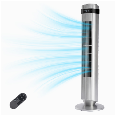 Bladeless Tower Fan - 28 dB, 5 Speeds, Remote, Quiet Bedroom Cooling
