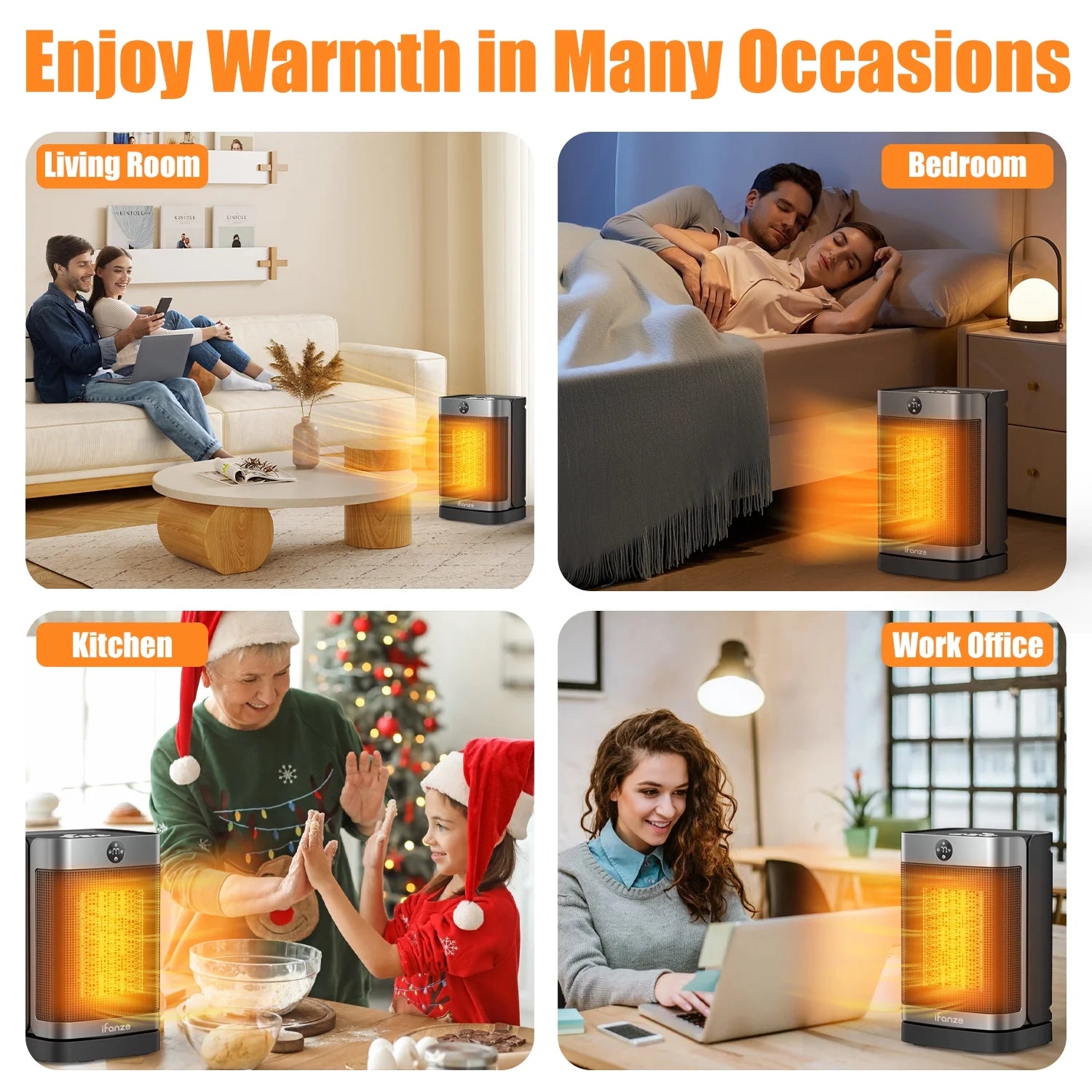 Portable Space Heater for Home, 1500W Electric Heater Fan with Remote, 70° Oscillation, 1-12H Timer, Portable Heater for inside Home/Office