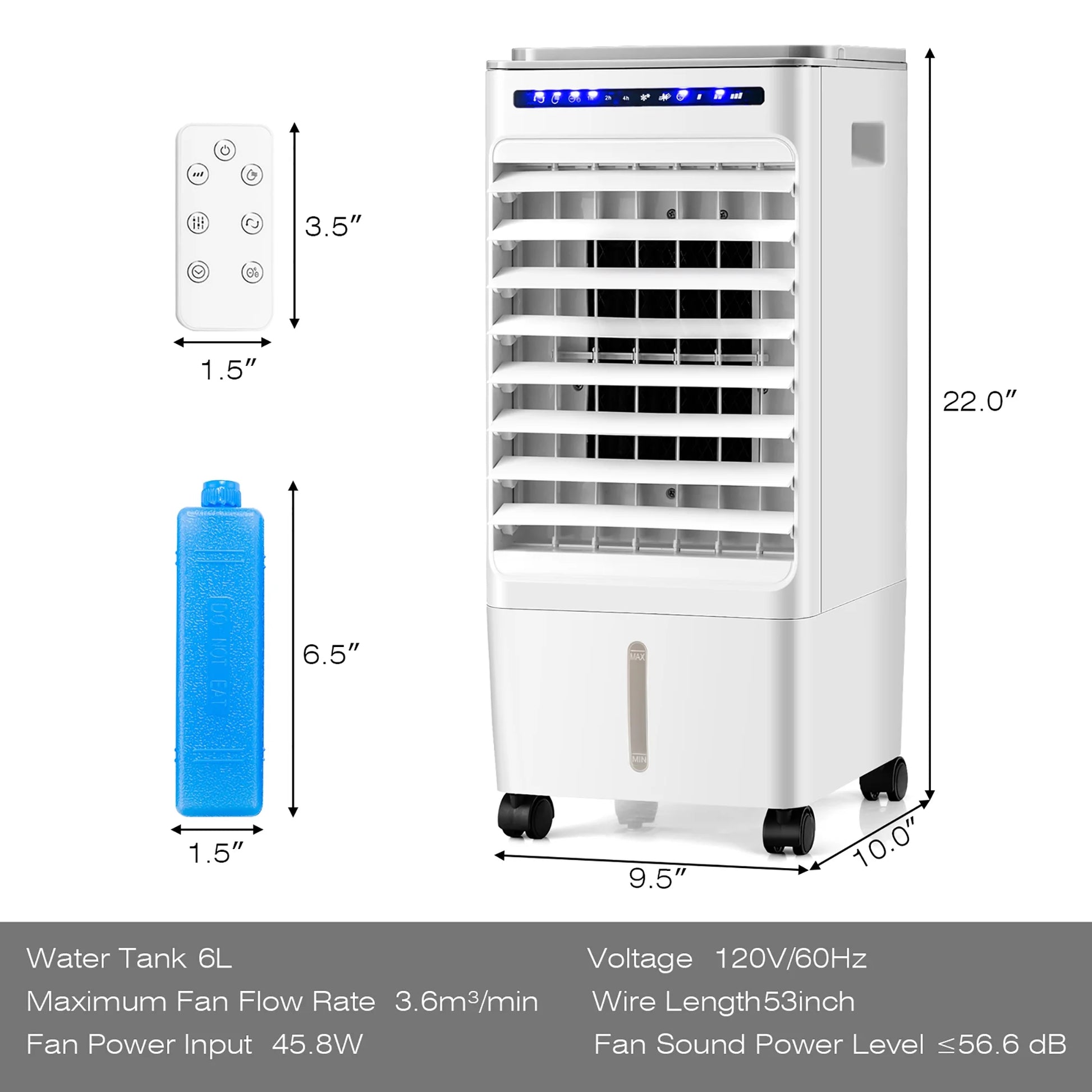 3-In-1 Evaporative Air Cooler Portable Air Cooling Fan W/ Fan & Humidifier