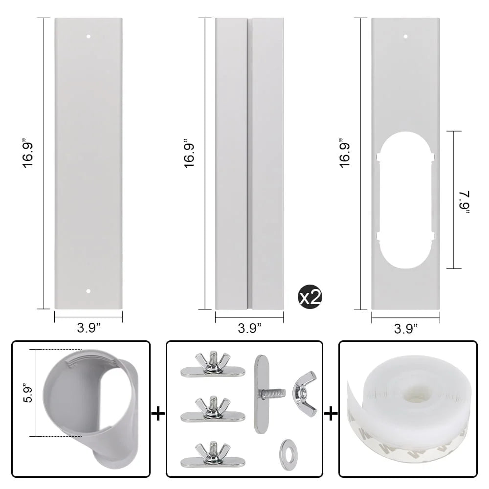 Portable Air Conditioner Window Kit, Adjustable Vertical/Horizontal Sliding Window Kit Plate for AC Unit, AC Window Vent Kit, AC Window Seal Suitable for 5.9” AC Exhaust Hose
