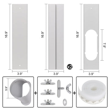 Portable Air Conditioner Window Kit, Adjustable Vertical/Horizontal Sliding Window Kit Plate for AC Unit, AC Window Vent Kit, AC Window Seal Suitable for 5.9” AC Exhaust Hose