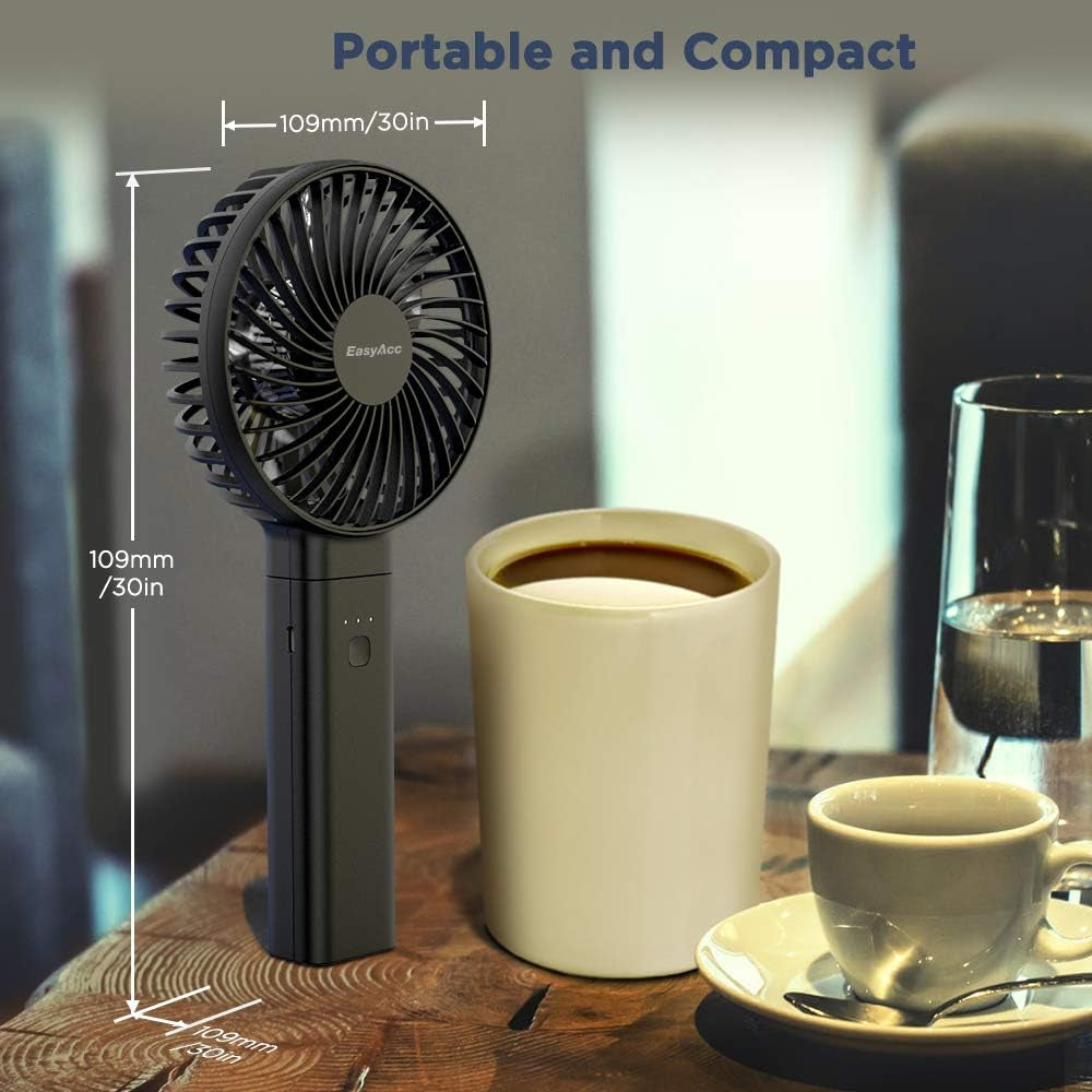Portable Personal Fan - Silent Powerful Fan with 4 Speeds, USB-C Rechargeable Battery,Ultra Quiet Washable Guard, Foldable,Portable Cooling for Travel Outdoor (Ideal Gift for Men, Women)
