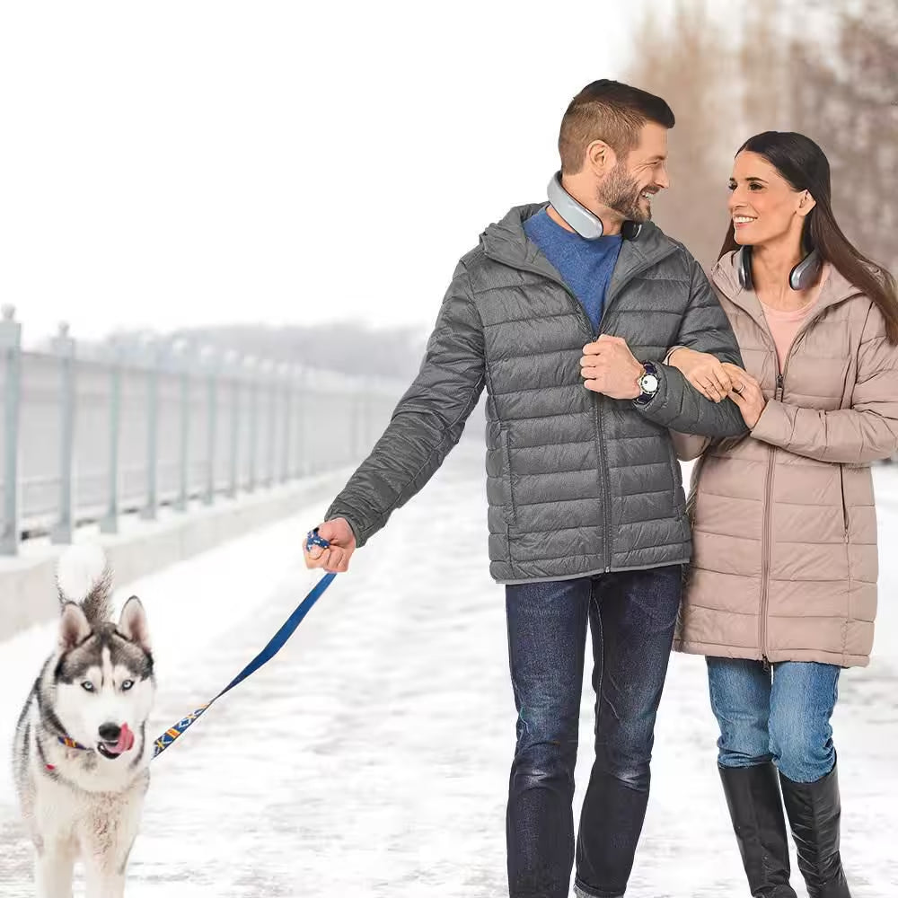 450-Watt Silver and Black Electric USB Rechargeable Personal Wearable Neckband Heater