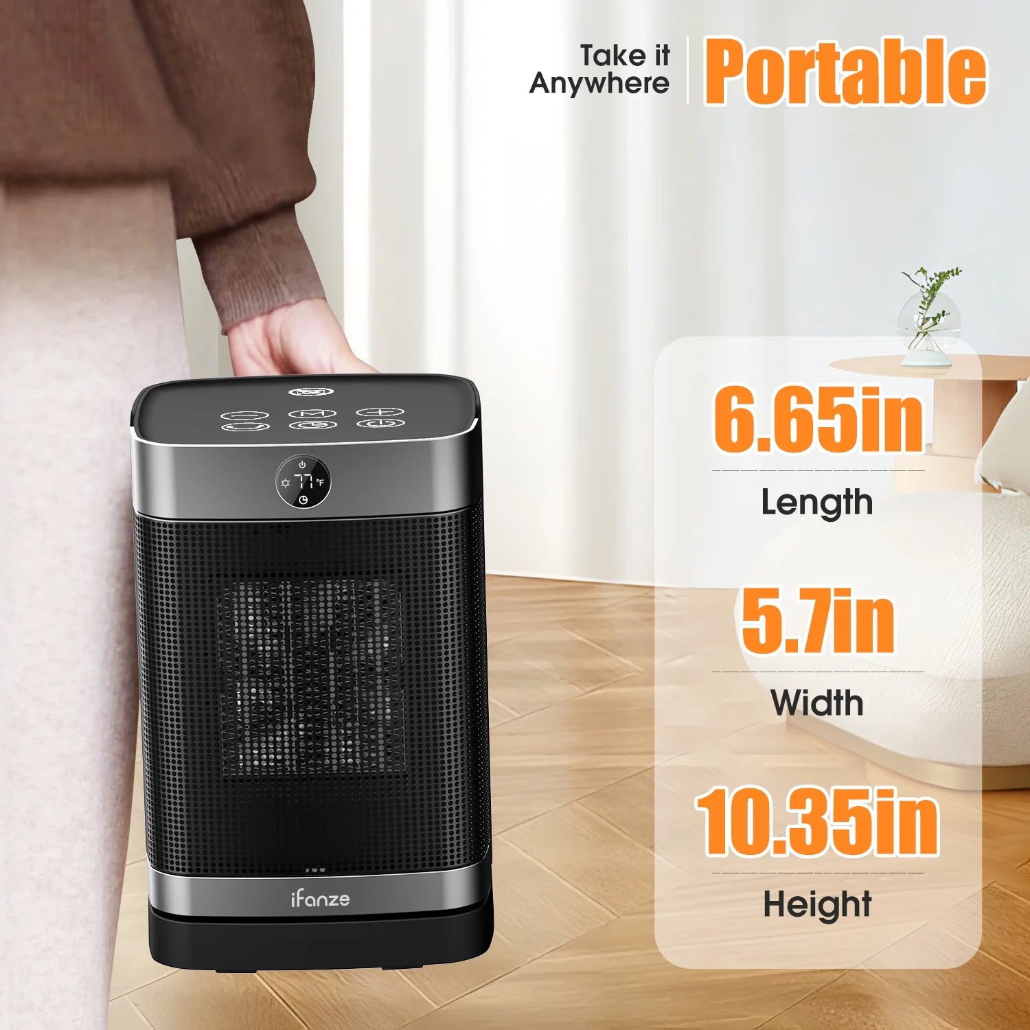 Portable Space Heater for Home, 1500W Electric Heater Fan with Remote, 70° Oscillation, 1-12H Timer, Portable Heater for inside Home/Office