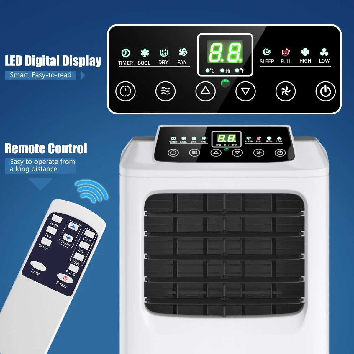 9000BTU Portable Air Conditioner, 3-In-1 Floor AC Unit W/Dehumidifier Modes, Easycool Quiet AC Unit