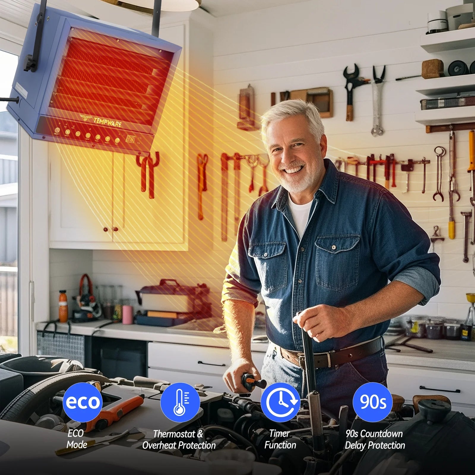 240V 5000W Electric Garage Heater with 3 Speed Overheat Protection for 592 Sq Ft