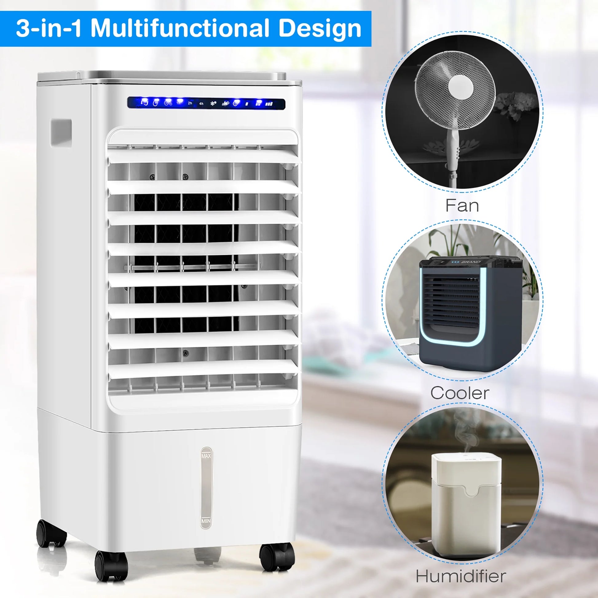 3-In-1 Evaporative Air Cooler Portable Air Cooling Fan W/ Fan & Humidifier