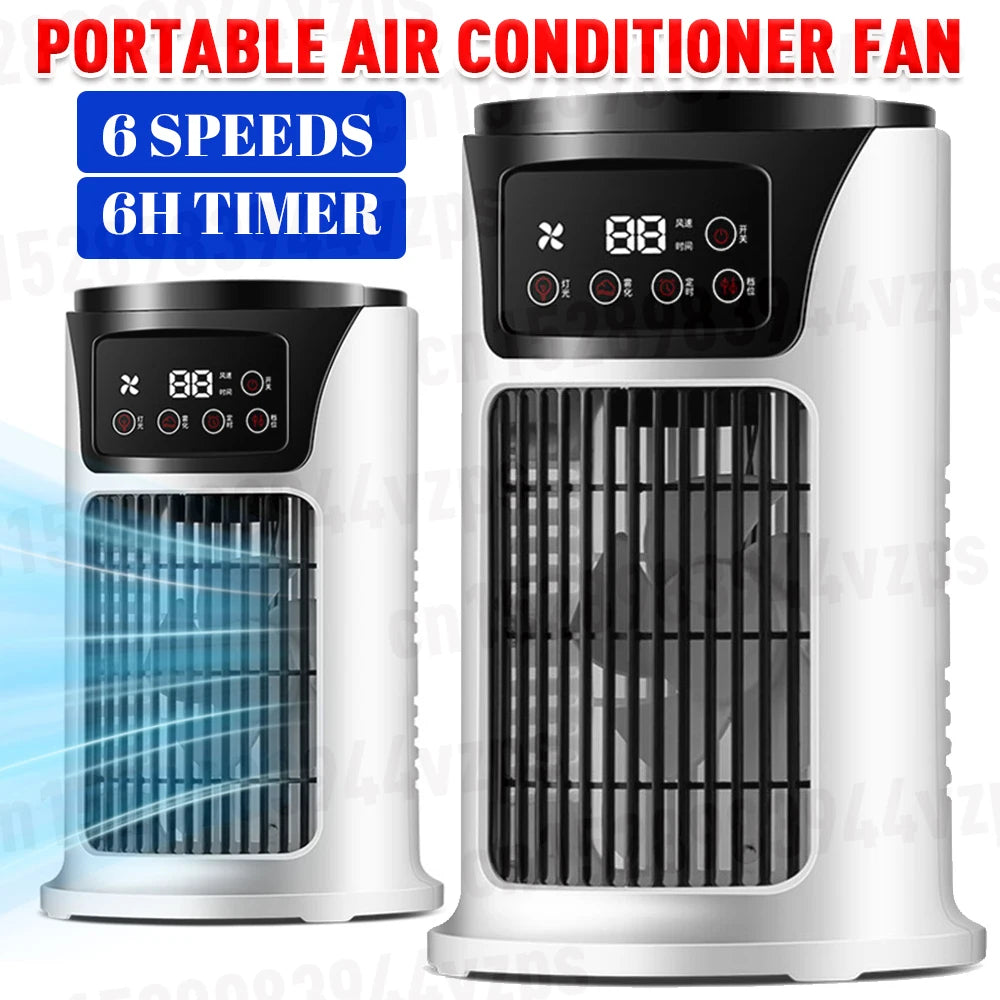 Portable Air Conditioner Fan Household USB Air Cooler 6H Timer Air Cooler Fan 6 Speeds Desktop 300ML Water Tank Air Conditioner
