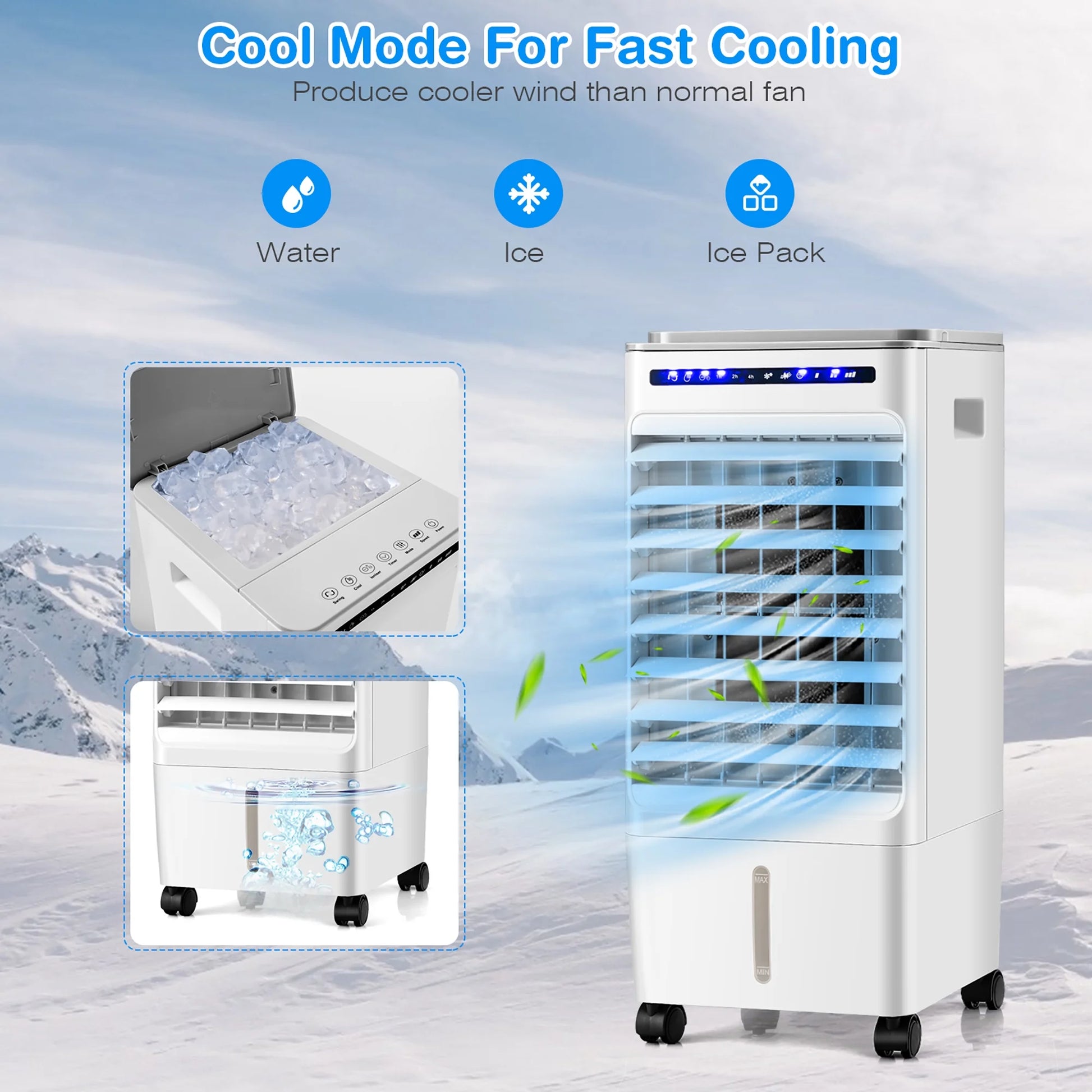 3-In-1 Evaporative Air Cooler Portable Air Cooling Fan W/ Fan & Humidifier