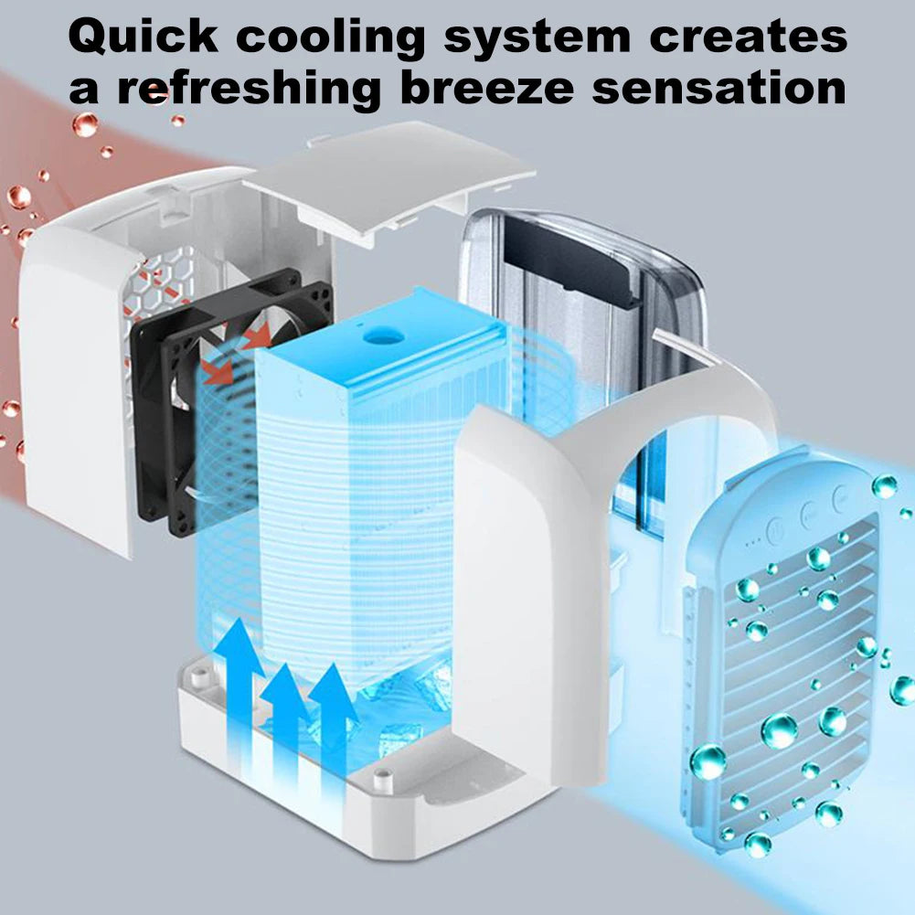 Water-Cooled Air Conditioner Air Cooling Machine Humidifier Mini Air Conditioner 380Ml Tank Portable Air Chiller for Home Office