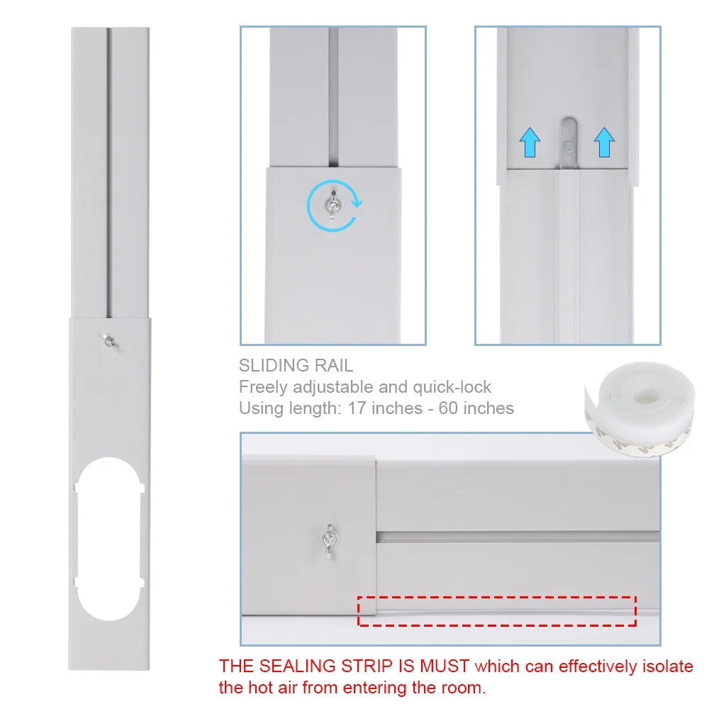 Portable Air Conditioner Window Kit, Adjustable Vertical/Horizontal Sliding Window Kit Plate for AC Unit, AC Window Vent Kit, AC Window Seal Suitable for 5.9” AC Exhaust Hose