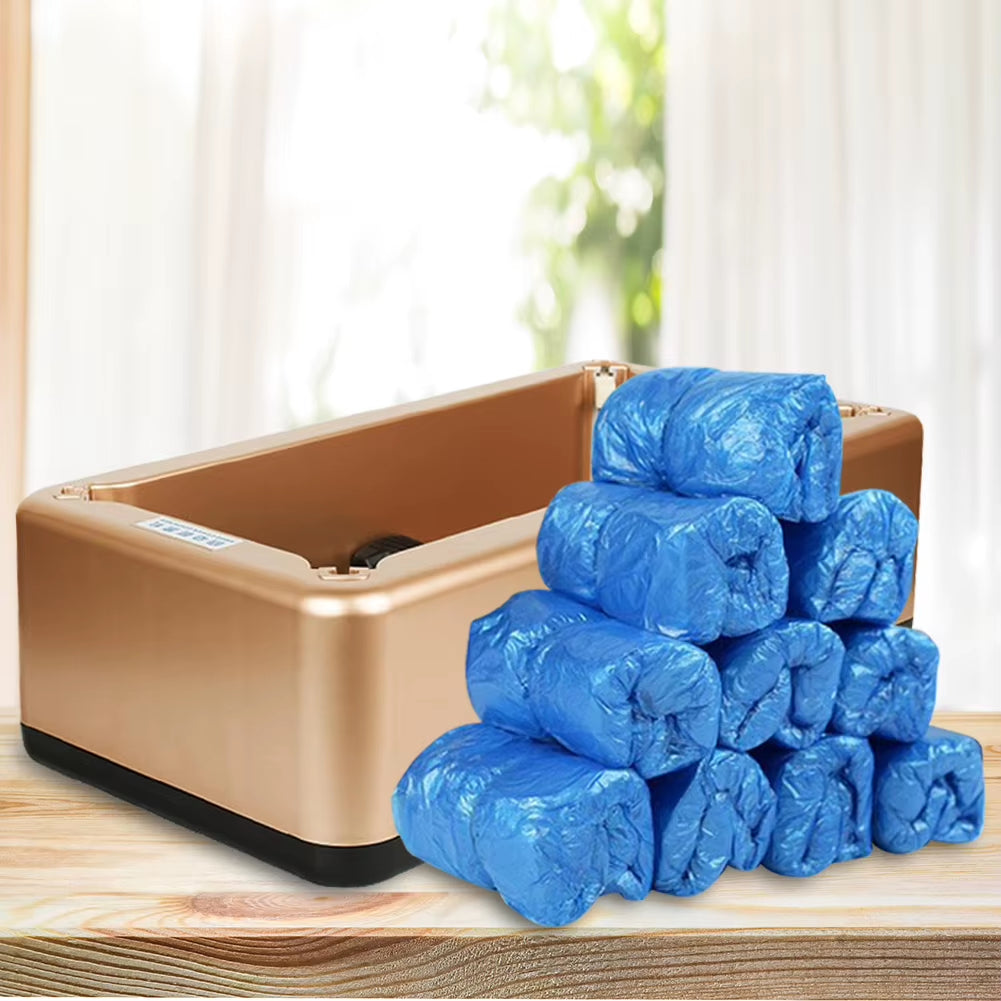 Automatic Shoe Cover Dispenser With100Pcs Disposable Shoe Covers Hand-Free Smart Overshoes Dispenser T Buckle for Home Office