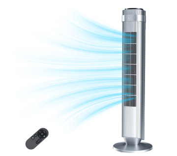 Bladeless Tower Fan - 28 dB, 5 Speeds, Remote, Quiet Bedroom Cooling