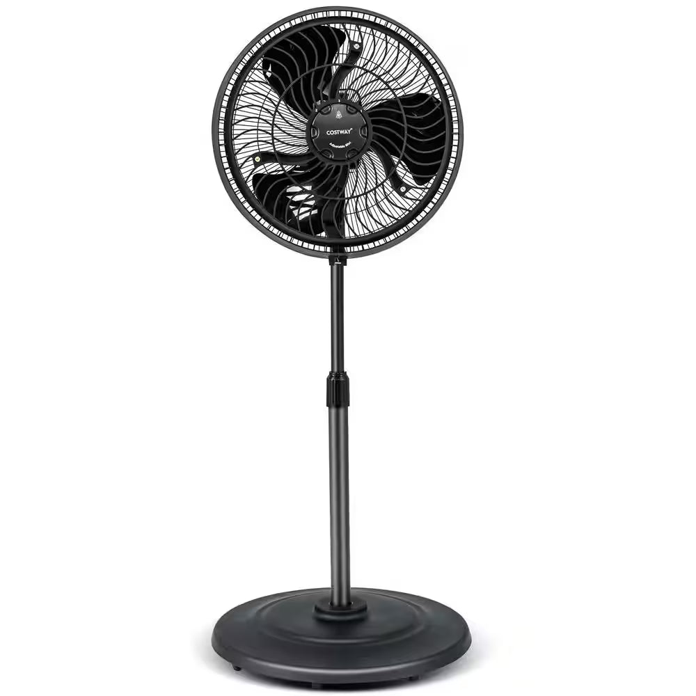 16" Oscillating Misting Pedestal Fan 2120 CFM with 3-Speed Hose Connector Black