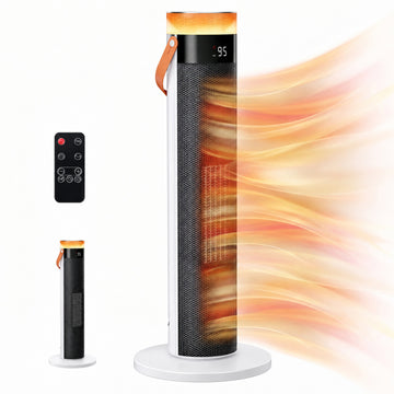 Ceramic Tower Heater - 1500W, Remote & 15H Timer, for Bedroom or Office