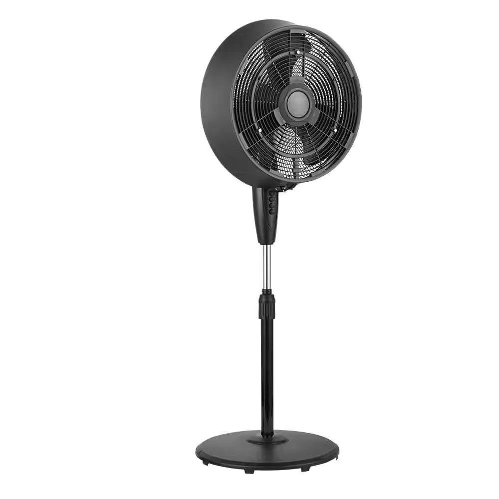 18 In. 3 Speeds Outdoor Misting Pedestal Fan in Black with 80° Oscillation 1600 CFM for up to 500 Sq. Ft