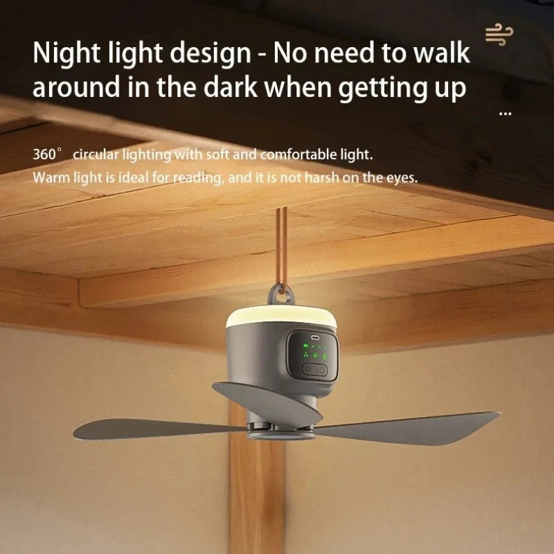12000Mah Camping Ceiling Fan Portable Outdoor Tent Air Circulator Cooling Fan with High Capacity