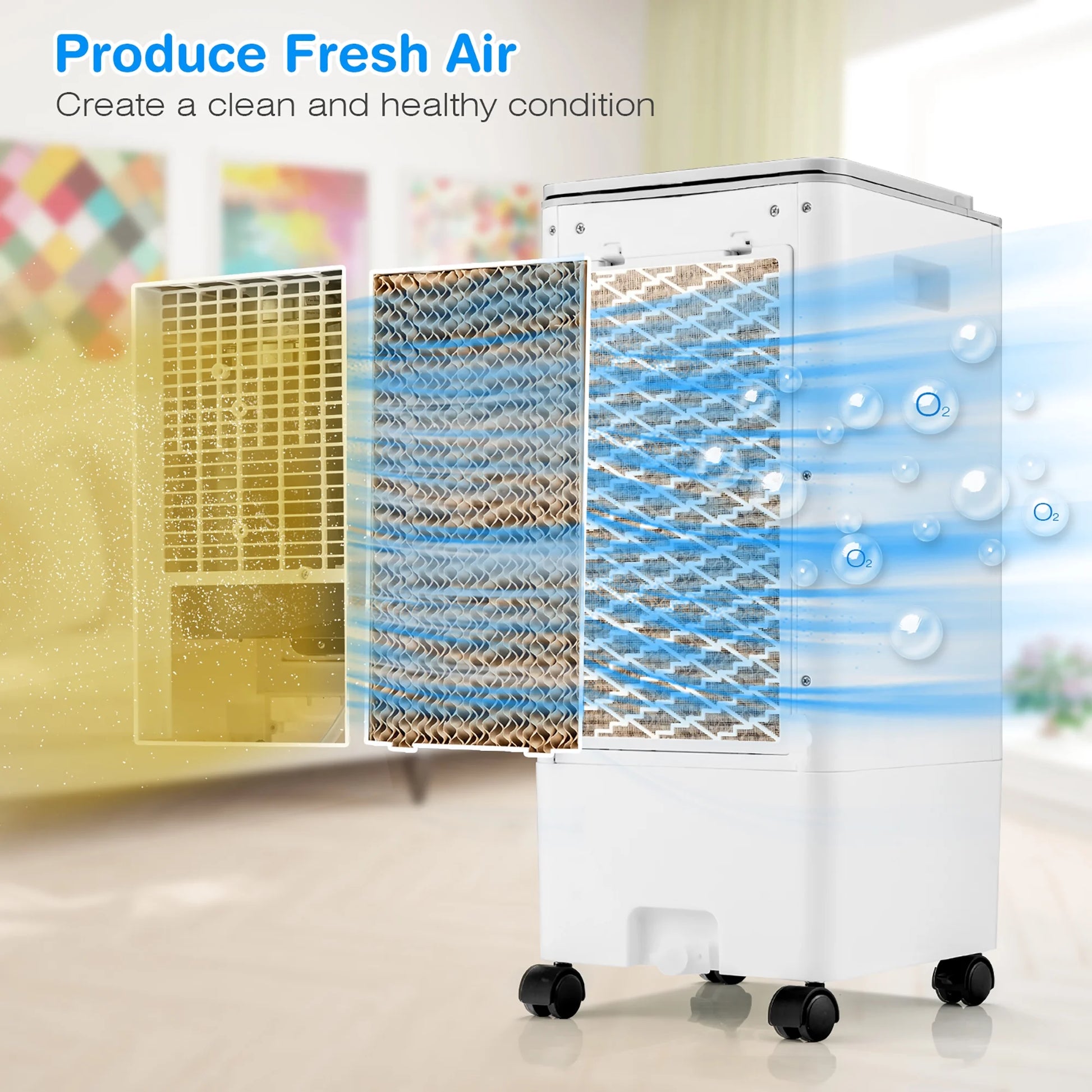 3-In-1 Evaporative Air Cooler Portable Air Cooling Fan W/ Fan & Humidifier