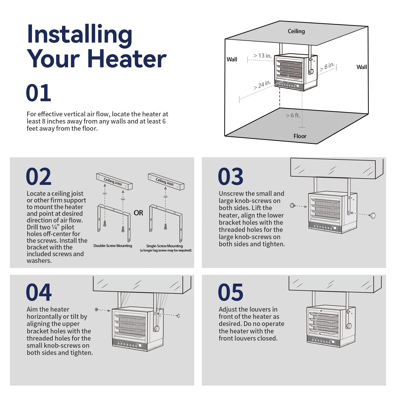 240V 5000W Electric Garage Heater with 3 Speed Overheat Protection for 592 Sq Ft