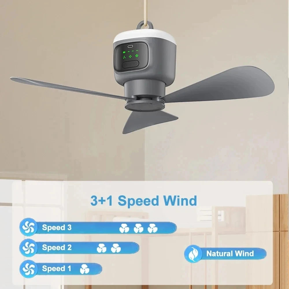 12000Mah Camping Ceiling Fan Portable Outdoor Tent Air Circulator Cooling Fan with High Capacity